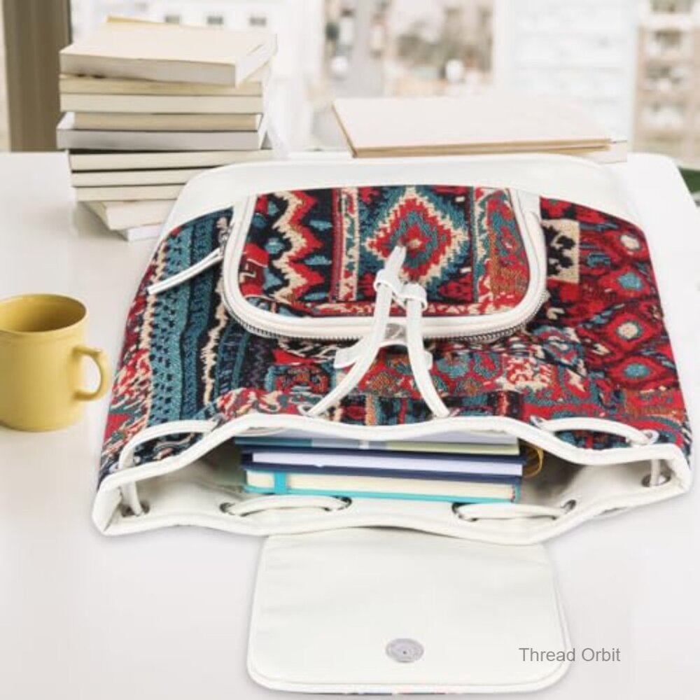 Lightweight Canvas Backpack Purse with Adjustable Straps, Small Daypack - Picture 6 of 7